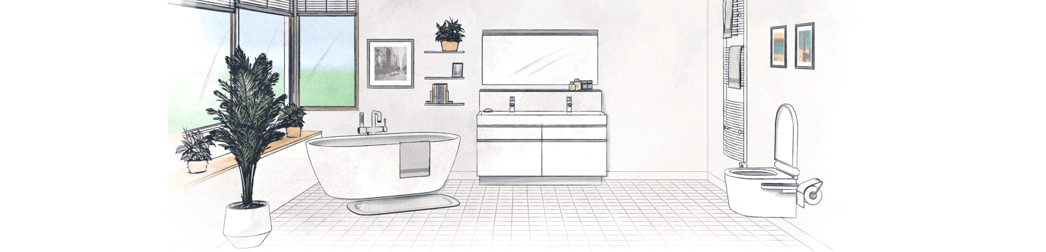 Badezimmer gezeichnet