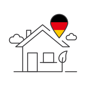 Trust Symbol Dünn Haus mit Deutschlandfarben